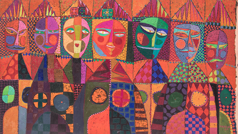 Edward Marecak (1919-1993) artwork for sale. The Committee (Seven Figures), Painting, 1965, Denver, Colorado, Art Gallery)