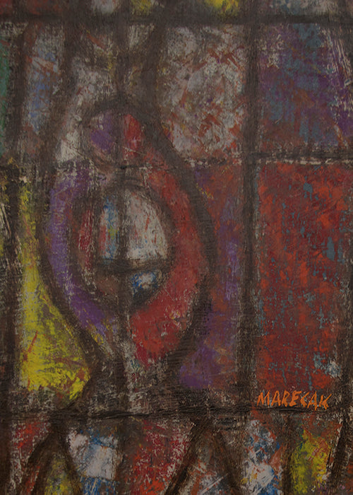 Grand Incantation (Abstract in Red, Yellow, Teal, and Violet), Painting, 1950