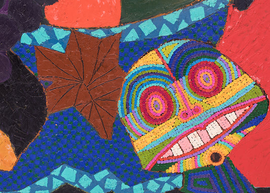 Still Life (with Fruit and Mask), Painting, dated 1982