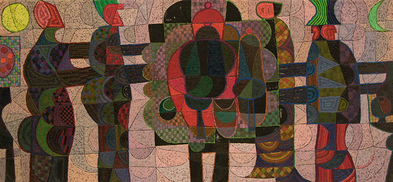 Witches, Warlocks and Magicians (Five Abstract Figures), Painting, 1987