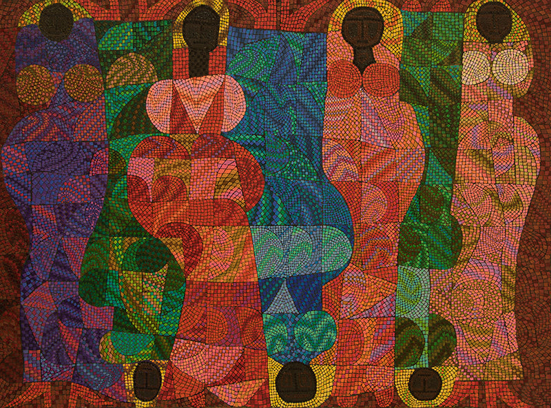 Sitting in Judgement (Seven Abstract Women), Painting, 1991