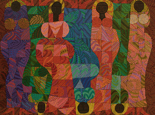Sitting in Judgement (Seven Abstract Women), Painting, 1991