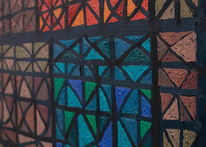 Three Figures Caught in Stained Glass, Painting, 1989