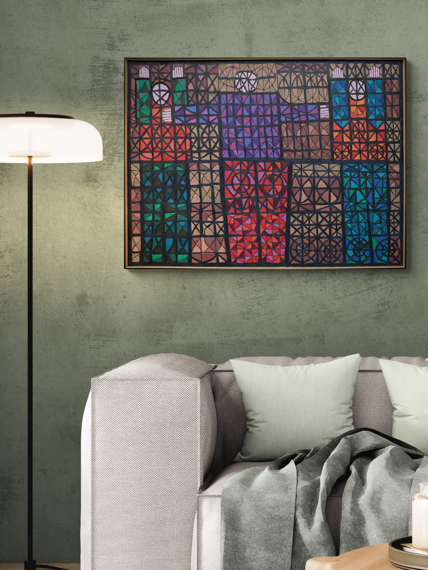 Three Figures Caught in Stained Glass, Painting, 1989