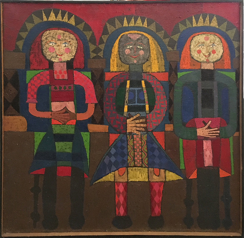 The Three Fates Sit #1 (Three Women), Painting, 1962