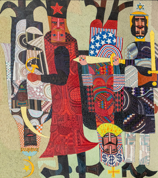Good Guys and Bad Guys in an Upside Down World (Four Abstracted Figures), Painting, 1985