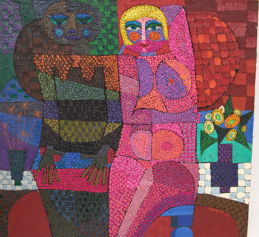 Edward Marecak (1919-1993) artwork for sale. One Bright, One Dark (Two Female Figures), Painting, 1969, Denver, Colorado, Art Gallery)