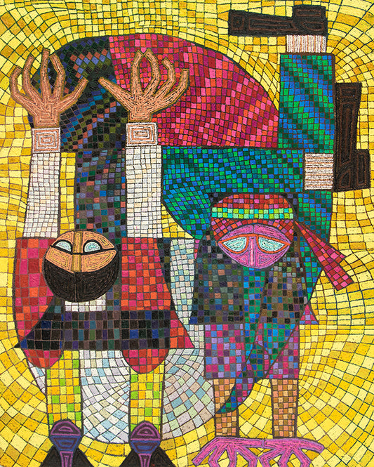 Edward Marecak (1919-1993) artwork for sale. Acrobats (Two Abstract Figures), Painting, 1990, Denver, Colorado, Art Gallery)