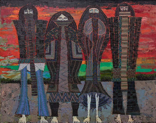 Edward Marecak (1919-1993) artwork for sale. The Four Winter Months (Four Abstracted Figures), Painting, 1985, Denver, Colorado, Art Gallery)