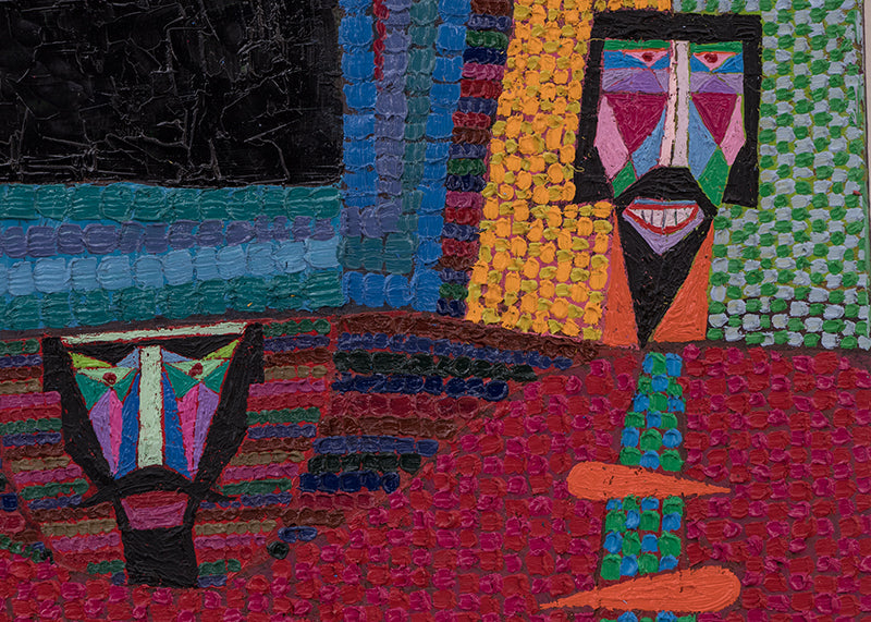 Evil Magicians in an Upside Down World (Three Abstracted Men), Painting, 1980