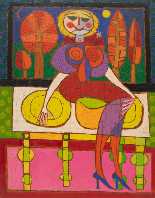 Edward Marecak (1919-1993) artwork for sale. Come Sit With Me (Seated Woman), Painting, 1962, Denver, Colorado, Art Gallery)