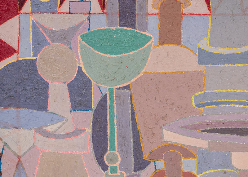 Happy Potter (Abstracted Woman with Pottery), Painting, 1980