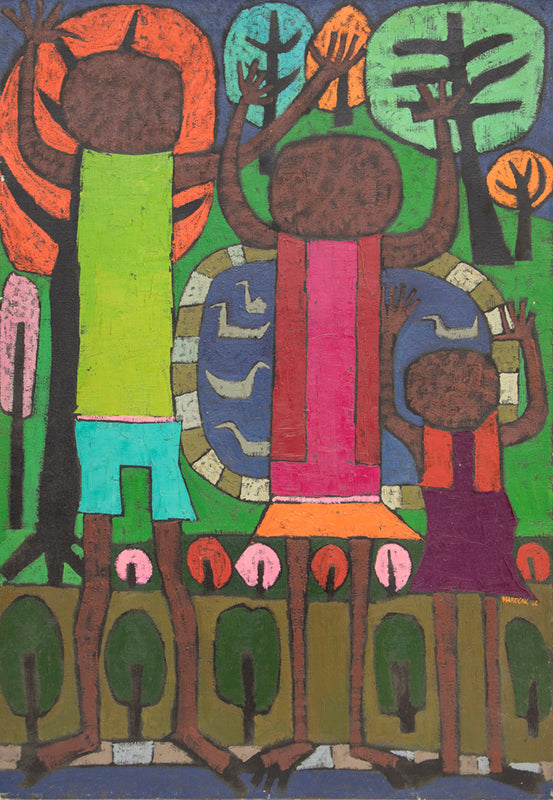 Edward Marecak (1919-1993) artwork for sale. When As A Butterfly (Three Abstract Figures), Painting, 1966, Denver, Colorado, Art Gallery)