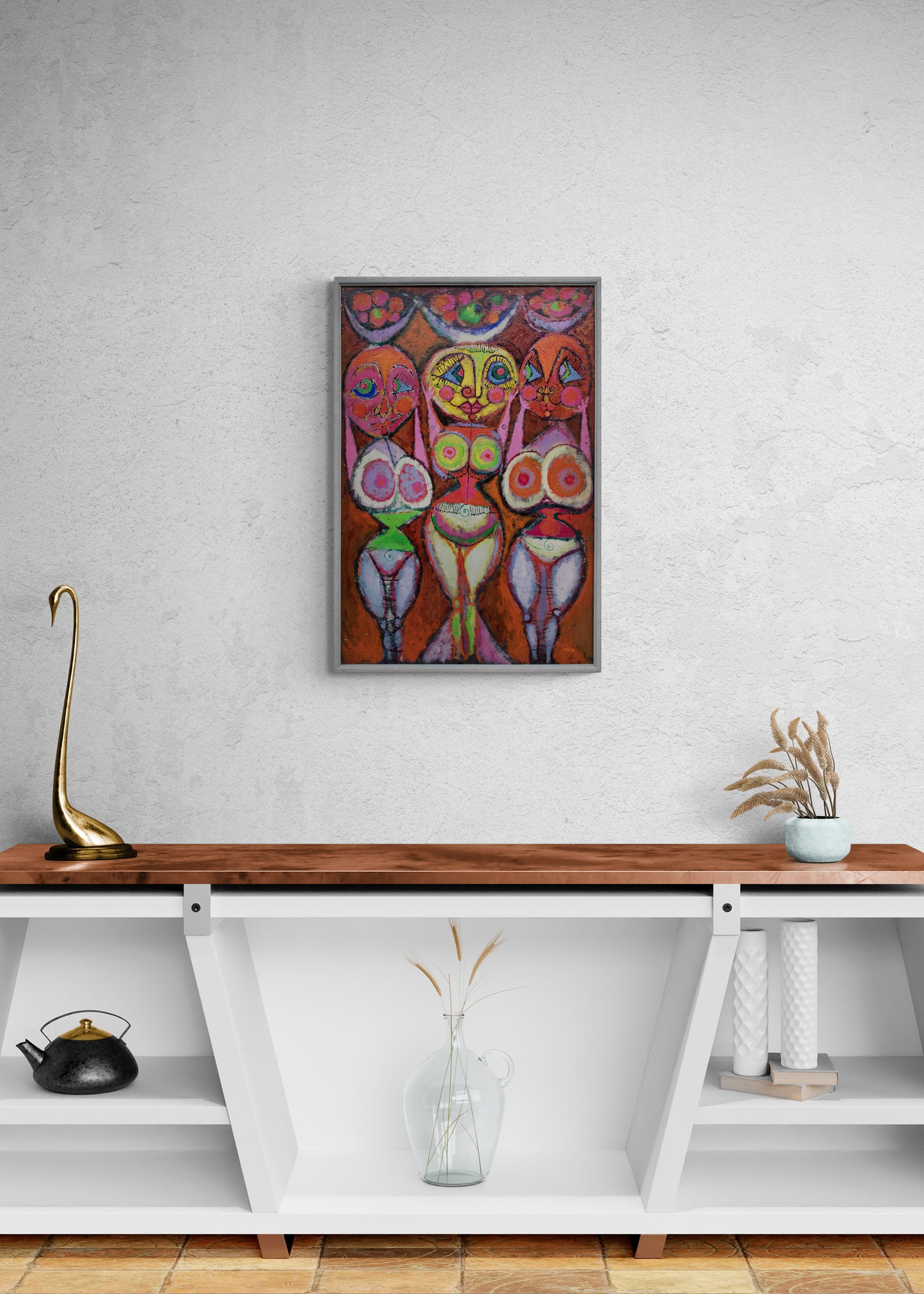 Fertility Goddesses (Three Nude Women), Painting, 1950