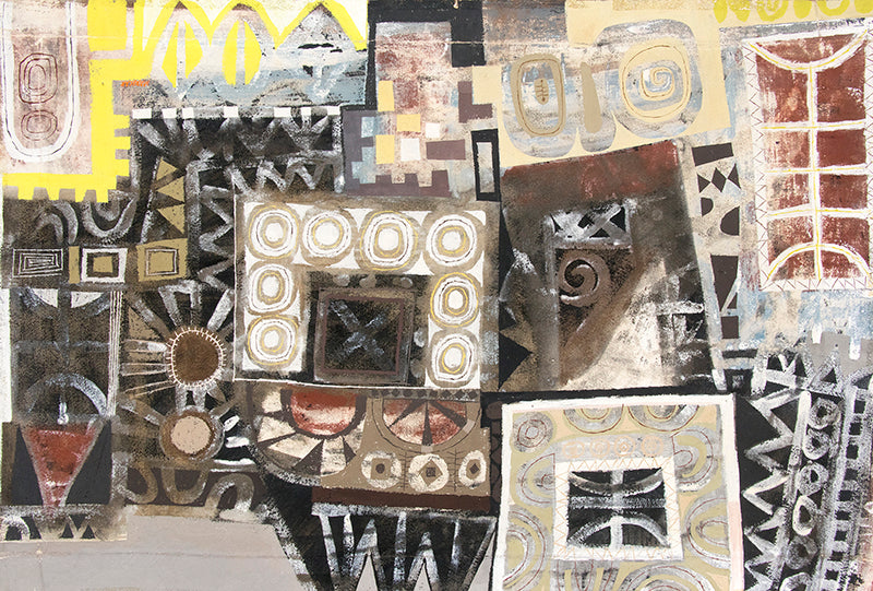 Edward Marecak (1919-1993) artwork for sale. Witches Palace (Abstract in Brown, Rust, Cream, Yellow, and White), Painting, 1960, Denver, Colorado, Art Gallery)