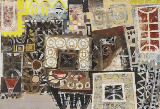 Witches Palace (Abstract in Brown, Rust, Cream, Yellow, and White), Painting, 1960
