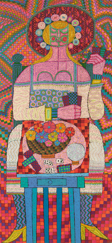 Edward Marecak (1919-1993) artwork for sale. Anyone For Games? (Woman with Cards and Dominos), Painting, 1989, Denver, Colorado, Art Gallery)