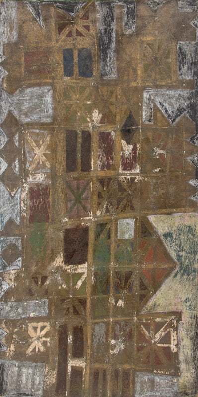 Edward Marecak (1919-1993) artwork for sale. Nero's House of Gold (Abstract in Cream, Gold, Burgundy, and Gray), Painting, 1965, Denver, Colorado, Art Gallery)