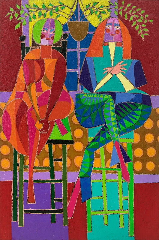 Edward Marecak (1919-1993) artwork for sale. Two Mysterious Ladies Trying To Out-Mystify Each Other #1, Painting, 1970, Denver, Colorado, Art Gallery)