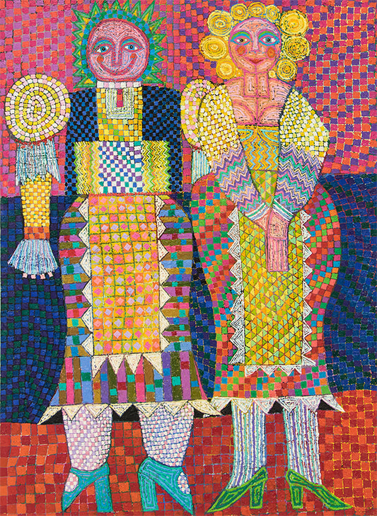 Edward Marecak (1919-1993) artwork for sale. Two Slavic Ladies, Painting, 1989, Denver, Colorado, Art Gallery)