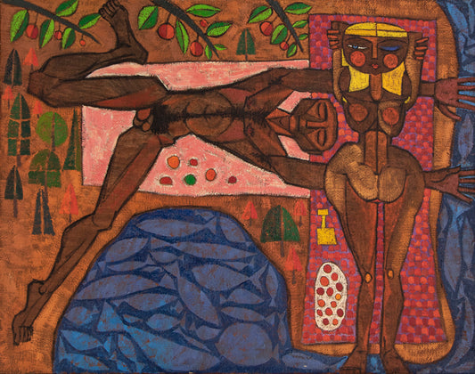 Edward Marecak (1919-1993) artwork for sale. Adam And Eve (Man and Woman Reclining), Painting, 1960, Denver, Colorado, Art Gallery)