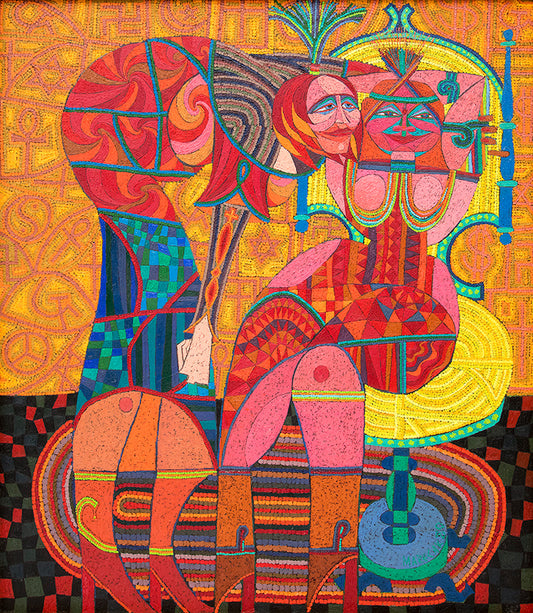 Edward Marecak (1919-1993) artwork for sale. Sybils Telling Cosmic Jokes On Mankind (Two Women), Painting, 1980, Denver, Colorado, Art Gallery)