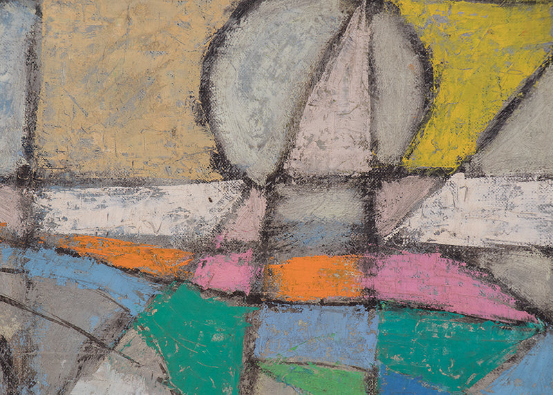 To Troy, To Troy (Abstract in Brown, Blue, Gray, Red, and Yellow), Painting, 1950