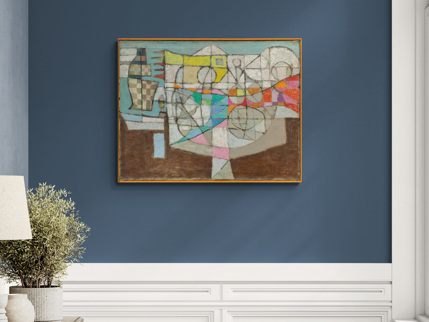 To Troy, To Troy (Abstract in Brown, Blue, Gray, Red, and Yellow), Painting, 1950