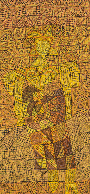 Edward Marecak (1919-1993) artwork for sale. The Gold Witch (Abstract Female Figure), Painting, 1980, Denver, Colorado, Art Gallery)
