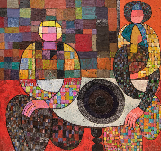 Edward Marecak (1919-1993) artwork for sale. Two Figures, Painting, 1979, Denver, Colorado, Art Gallery)