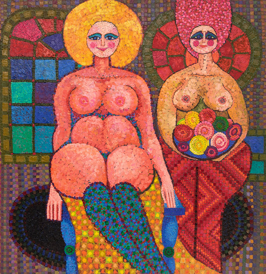 Edward Marecak (1919-1993) artwork for sale. Venus And Her Hand Maiden (Two Nude Women), Painting, 1972, Denver, Colorado, Art Gallery)