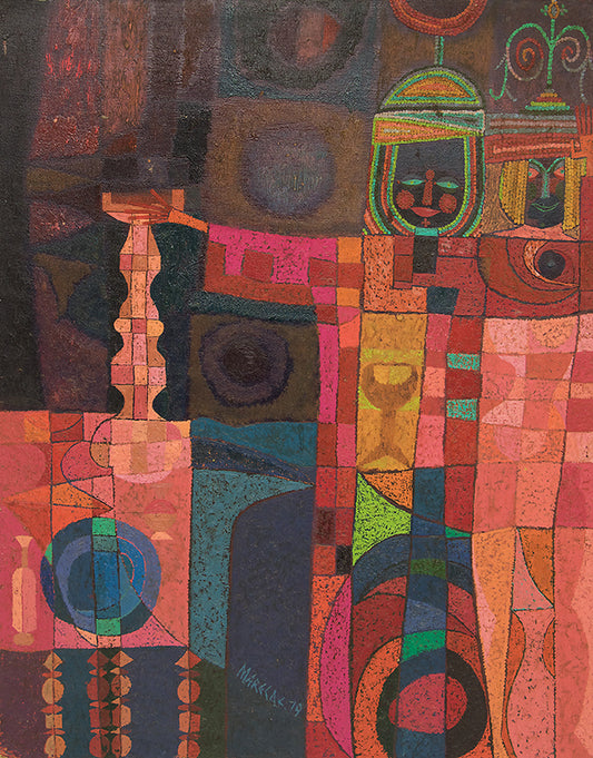 Edward Marecak (1919-1993) artwork for sale. Witch With Hand Maiden, Painting, 1979, Denver, Colorado, Art Gallery)