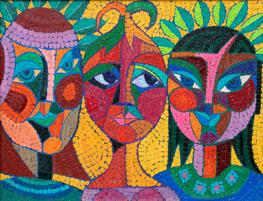 Edward Marecak (1919-1993) artwork for sale. The Three Fates Thinking Mysterious Thoughts, Painting, 1987, Denver, Colorado, Art Gallery)