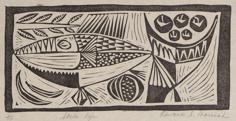 Edward Marecak (1919-1993) artwork for sale. Still Life With a Fish, Print, circa 1940-1970, Denver, Colorado, Art Gallery)