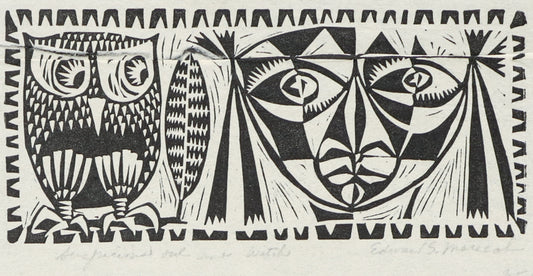 Edward Marecak (1919-1993) artwork for sale. Suspicious Owl and Witch, Print, circa 1940-1970, Denver, Colorado, Art Gallery)