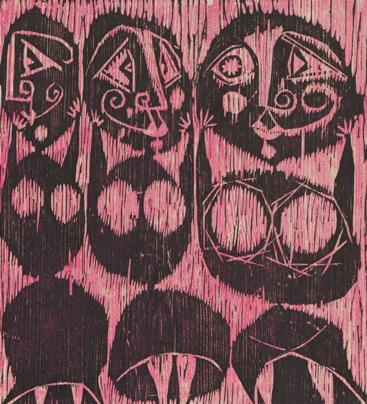 Three Witches with Masks, Print, circa 1940-1970