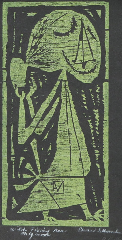 Edward Marecak (1919-1993) artwork for sale. Witch Fixing Her Hair, Print, Denver, Colorado, Art Gallery)