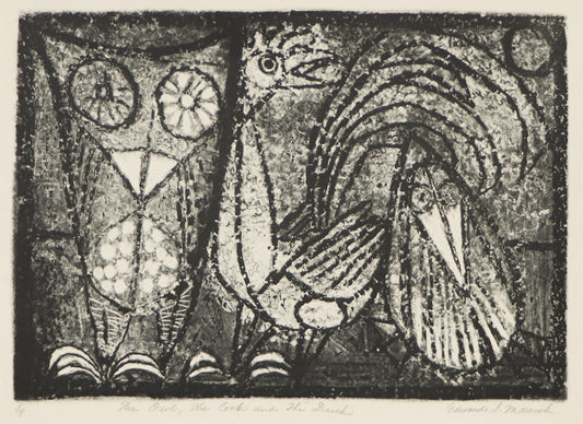 Edward Marecak (1919-1993) artwork for sale. The Owl, The Cock, And The Duck, Print, Denver, Colorado, Art Gallery)
