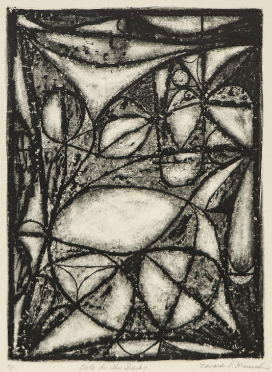Owls In The Dark (Black and White Abstract), Print