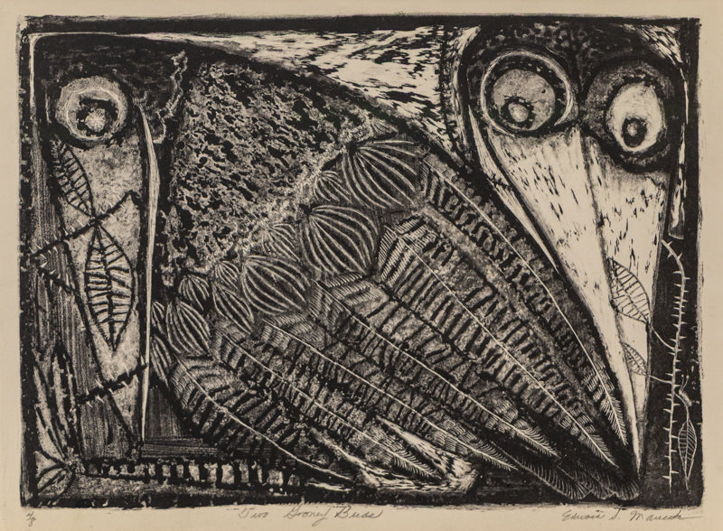 Edward Marecak (1919-1993) artwork for sale. Gooney Birds (Two Birds), Print, circa 1940-1970, Denver, Colorado, Art Gallery)