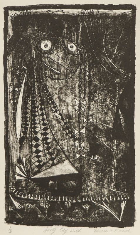 Sooty City Witch (Black and White Abstract), Print