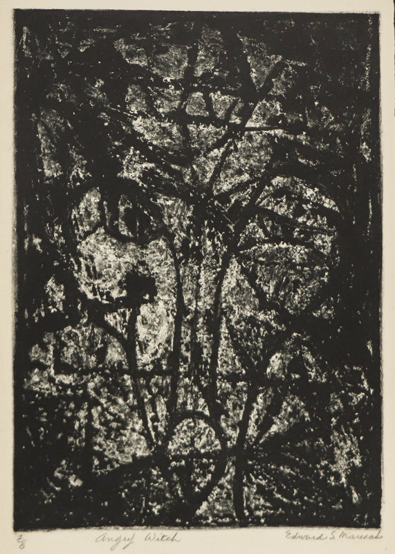 Edward Marecak (1919-1993) artwork for sale. Angry Witch (Black and White Abstract), Print, Denver, Colorado, Art Gallery)