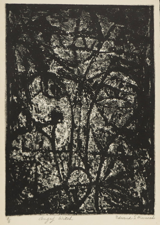 Edward Marecak (1919-1993) artwork for sale. Angry Witch (Black and White Abstract), Print, Denver, Colorado, Art Gallery)