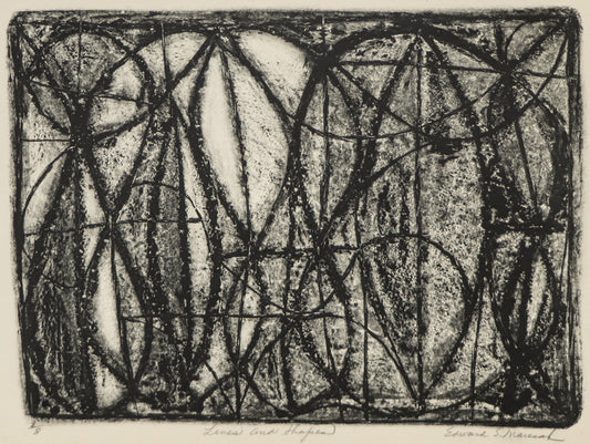 Lines and Shapes (Black and White Abstract), Print, circa 1950-1980