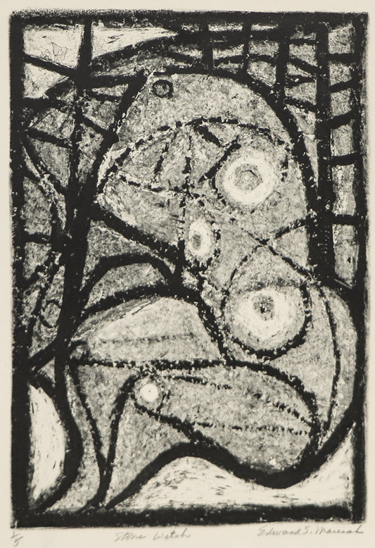 Edward Marecak (1919-1993) artwork for sale. The Stone Witch (Black and White Abstract), Print, Denver, Colorado, Art Gallery)
