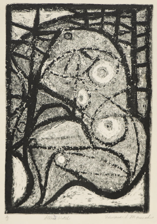 Edward Marecak (1919-1993) artwork for sale. The Stone Witch (Black and White Abstract), Print, Denver, Colorado, Art Gallery)