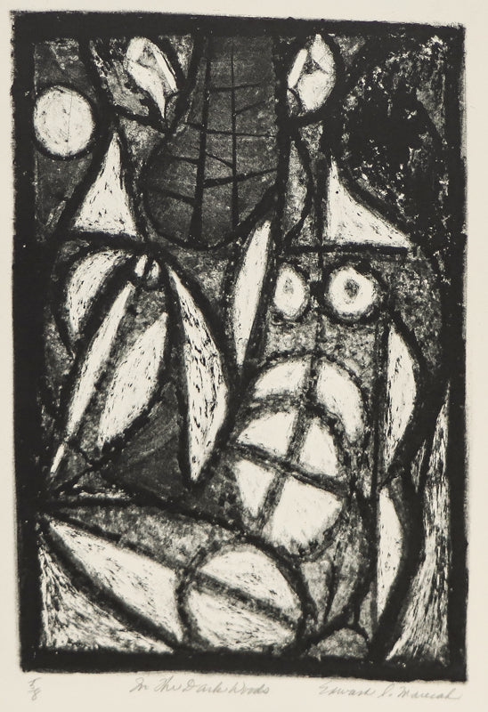 In The Dark Woods (Black and White Abstract), Print