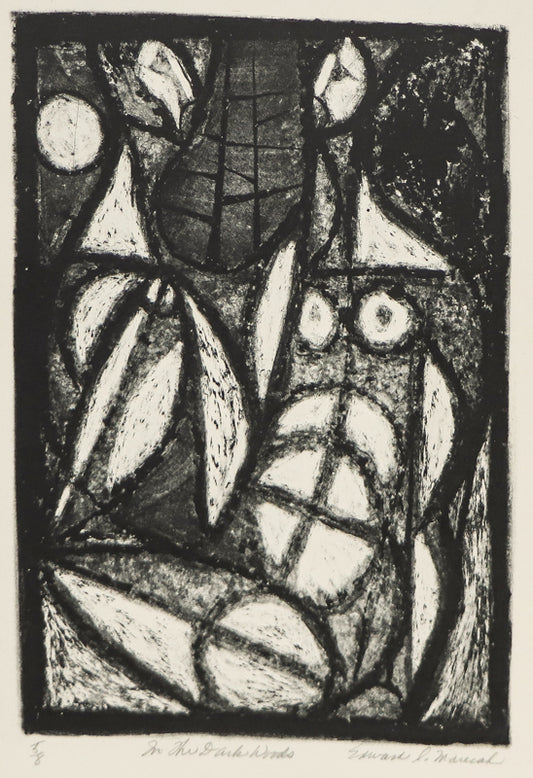 In The Dark Woods (Black and White Abstract), Print