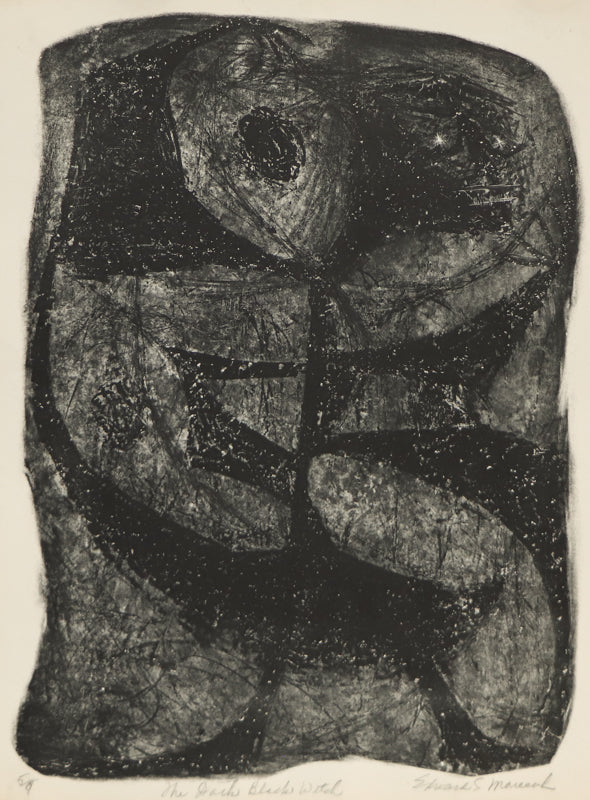 Edward Marecak (1919-1993) artwork for sale. The Dark Black Witch (Gray and Black Abstract), Print, Denver, Colorado, Art Gallery)