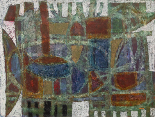 Edward Marecak (1919-1993) artwork for sale. Castle of the Winter Witch (Abstract in White, Brown, Ochre, and Blue), Drawing, 1965, Denver, Colorado, Art Gallery)